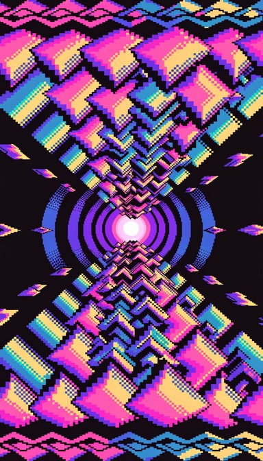 Free Neon Pixel Cascade Image - Pixel, Retro, 8bit | Download at StockCake