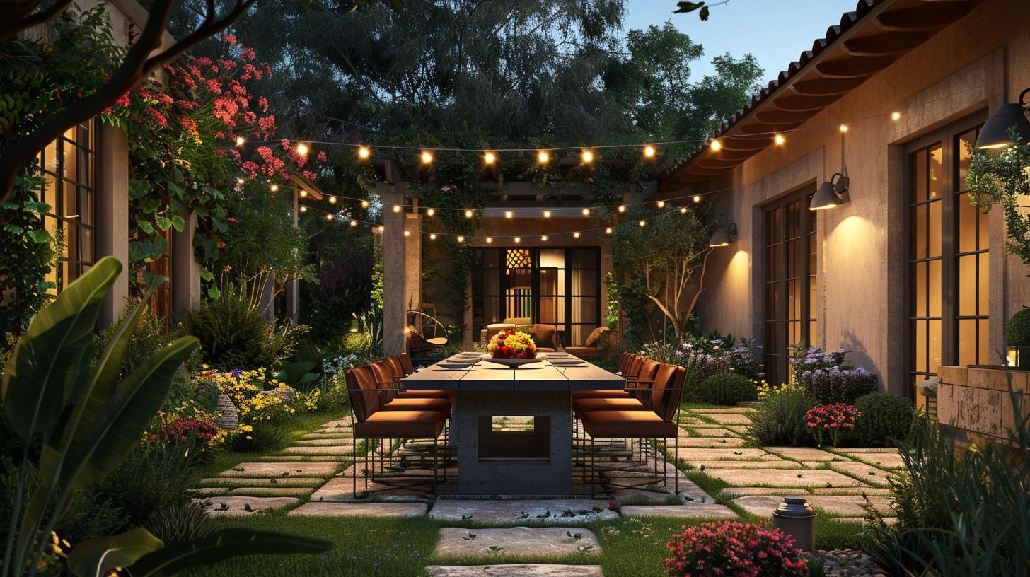 Free Enchanting evening patio Image - Patio, Evening, Garden | Download ...
