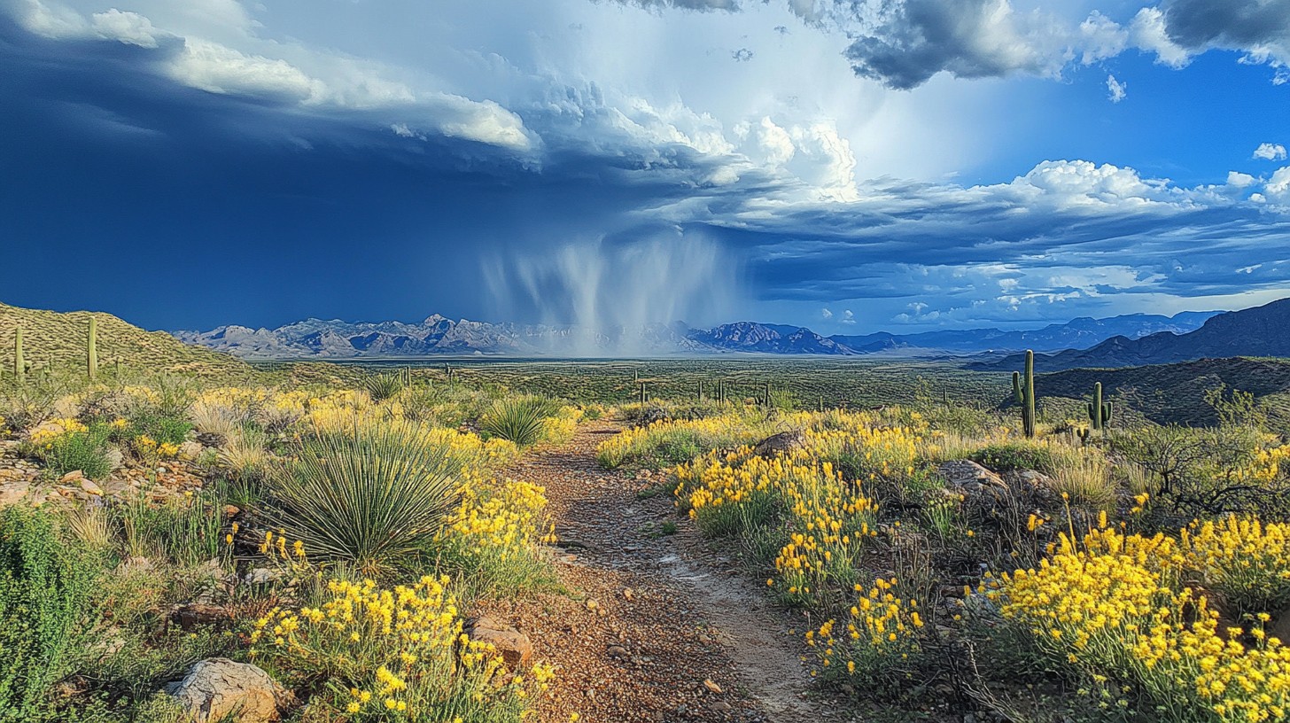 Free Desert Rainfall View Image - Desert, Storm, Wildflowers | Download ...
