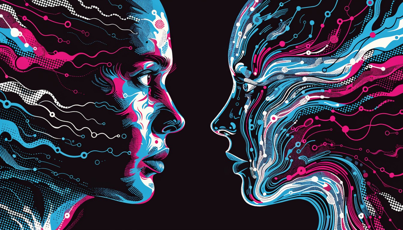 Human Meets Ai Vector Free Human Meets AI Image - Illustration, Popart, Halftone | Download ...
