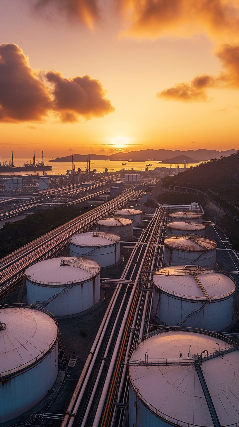 Free Industrial Sunset Vista Image - Sunset, Industrial, Storage Tanks ...