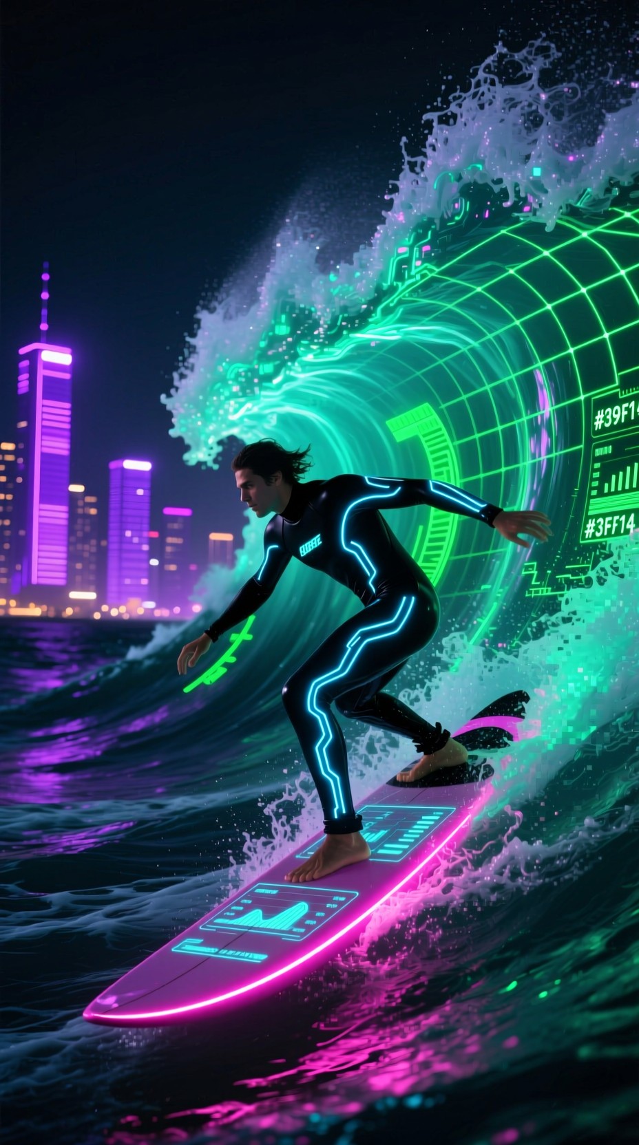2d Wave Rider Design Free Digital Wave Rider Photo - Cyberpunk, Surfer, Neon | Download at ...