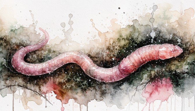 Free Pink Earthworm Watercolor Image - Watercolor, Earthworm, Pink ...