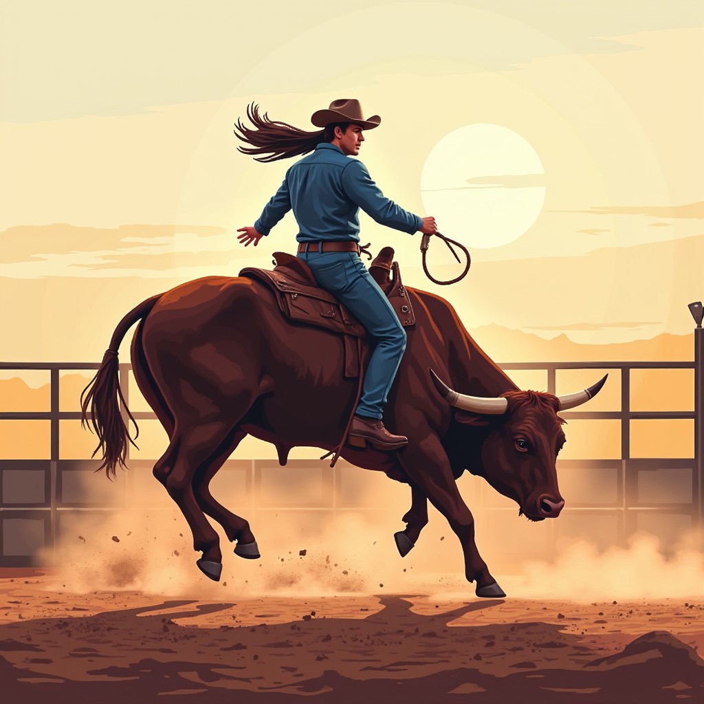 Rodeo Ride Deviantart Free Rodeo Sunset Ride Image - Rodeo, Cowboy, Bull | Download at StockCake