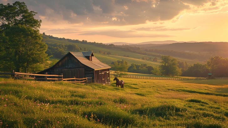 Free Rustic Sunset Serenity Image - Sunset, Barn, Countryside ...