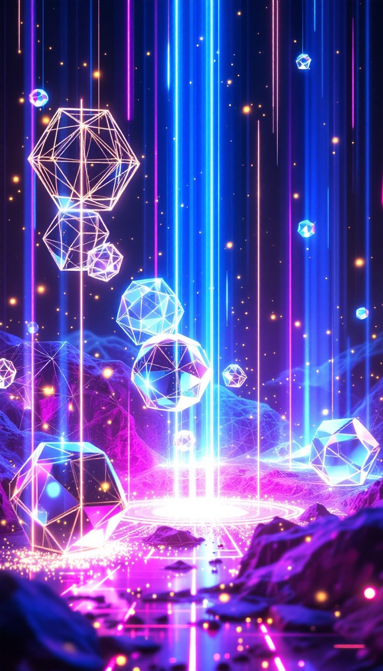 Geometry Neon Background Free Neon Sacred Geometry Image - Cyberpunk, Geometric, Holographic ...