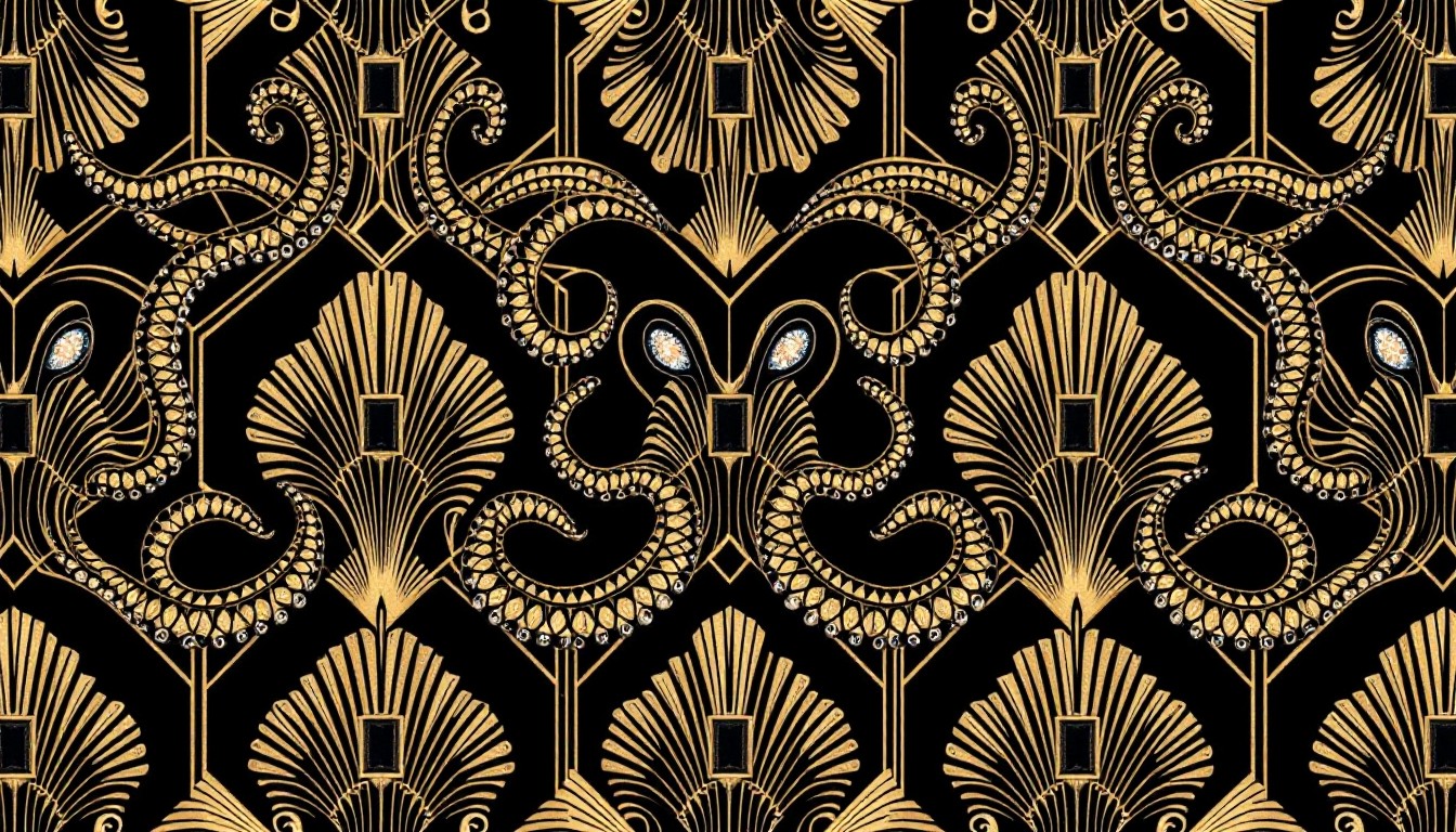 Octopus Scale Patterns Free Golden Octopus Pattern Image - Artdeco, Octopus, Geometric ...