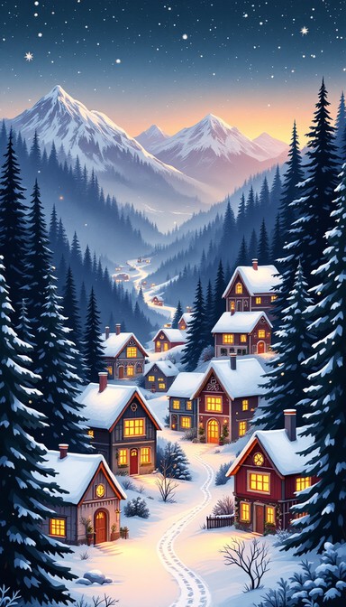 Free Snowy Mountain Village Image - Winter, Snow, Cottage | Download at ...