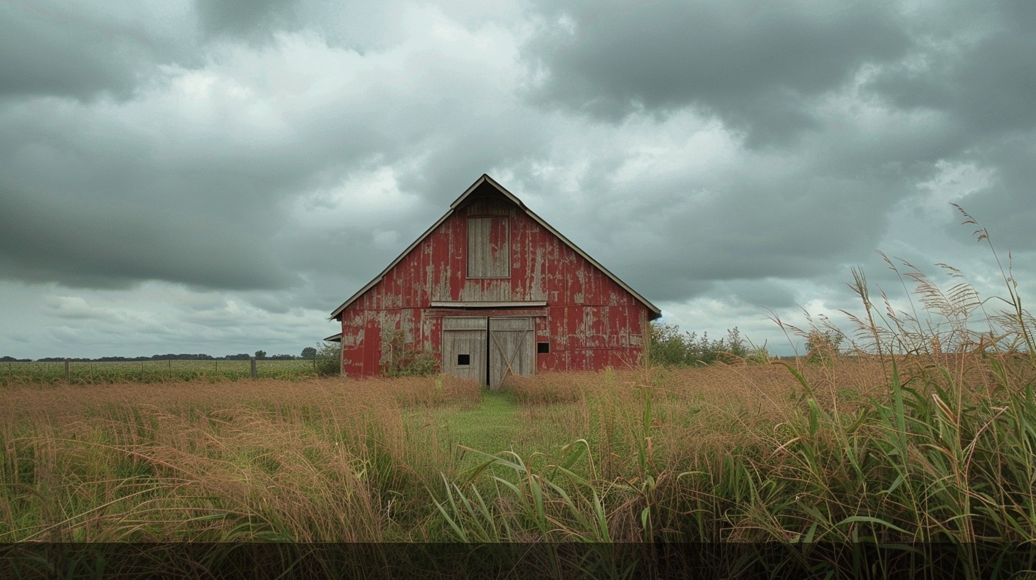 Free Rustic Barn Scene Image - Barn, Red, Field | Download at StockCake