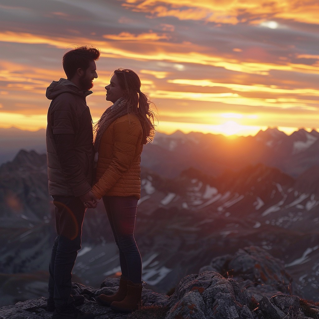 Free Sunset Mountain Couple Image - Sunset, Couple, Mountains ...