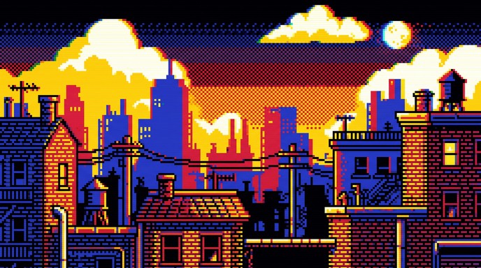 Download Retro Pixel Skyline Stock Images for Free | StockCake