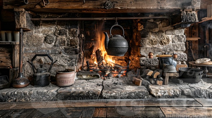 Free Rustic fireplace cooking Image - Rustic, Kitchen, Fireplace ...