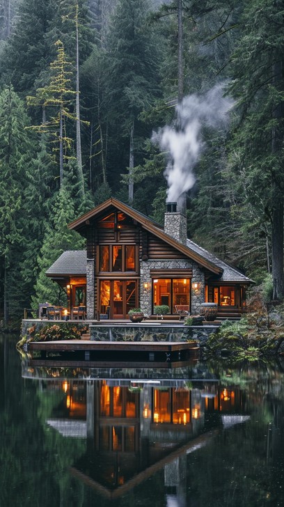 Free Cozy Lakeside Cabin Image - Cabin, Lake, Reflection | Download at ...