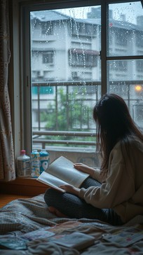 Free Rainy Evening Reading Image - Woman, Reading, Rain | Download at ...