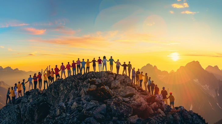 Free Mountain Summit Gathering Image - Mountains, Sunset, Hikers ...