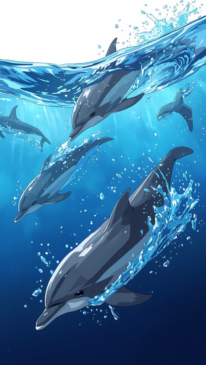Free Dolphins Breaking Surface Image - Dolphins, Ocean, Anime ...