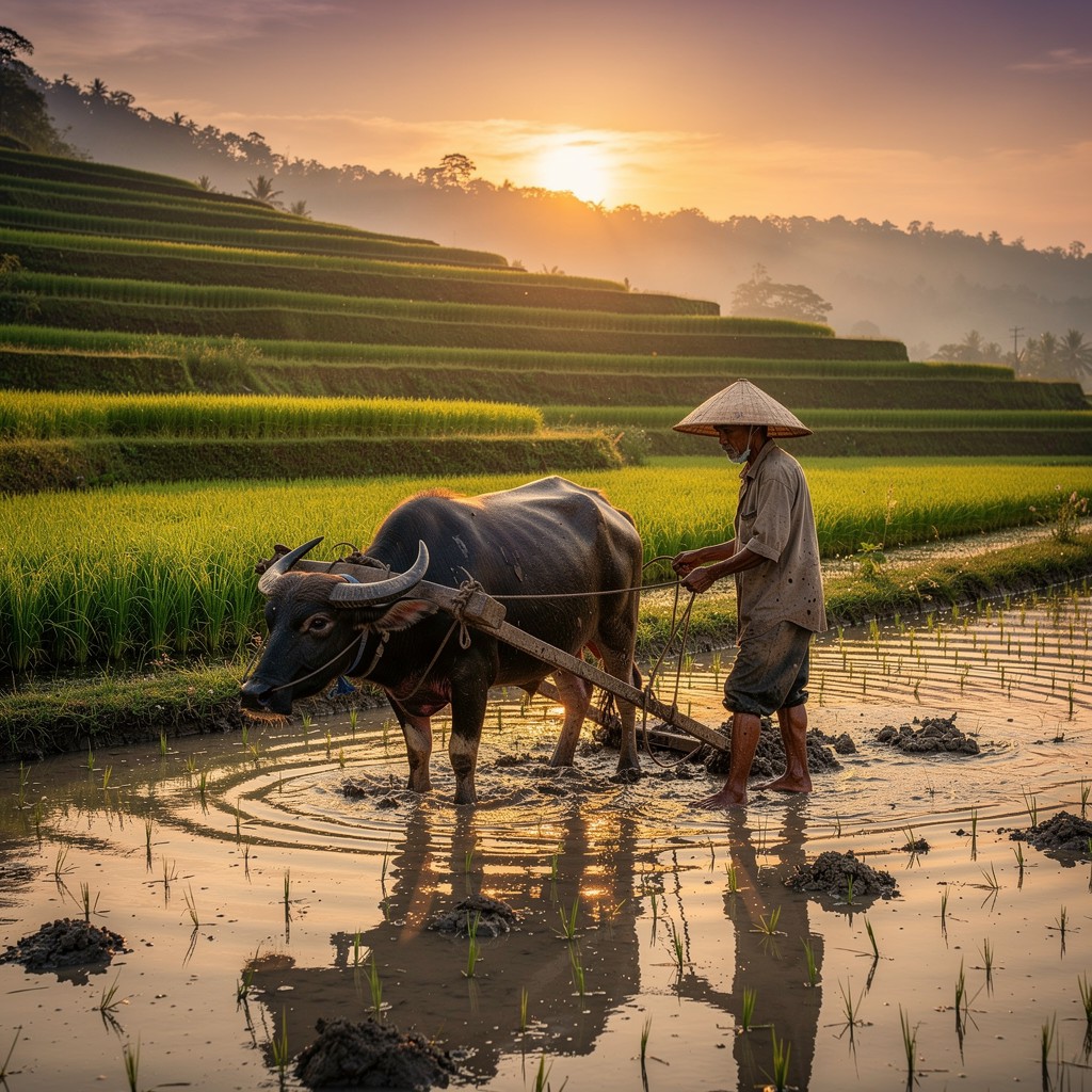 Free Traditional Rice Farming Image - Farmer, Agriculture, Buffalo ...