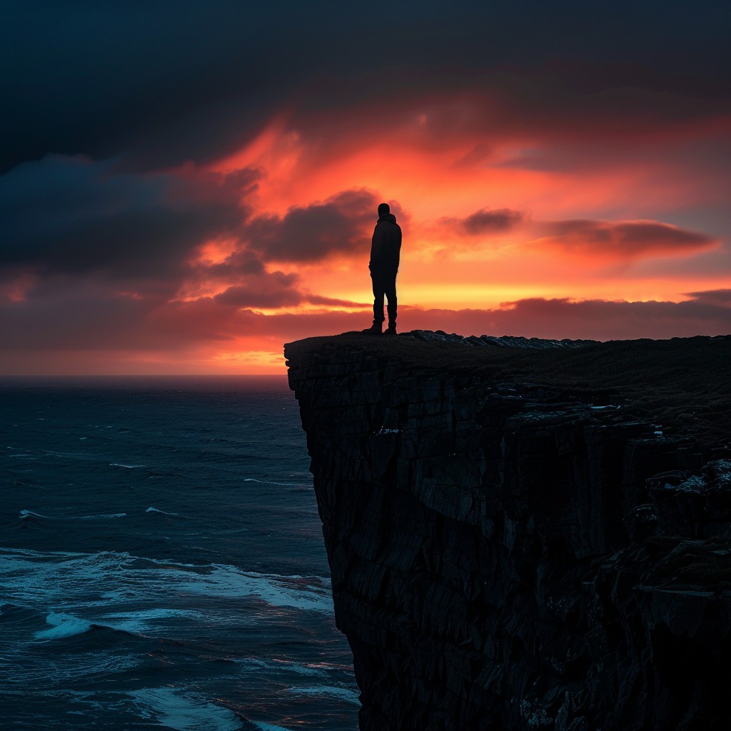 Free Cliff Sunset Silhouette Image - Sunset, Silhouette, Ocean ...