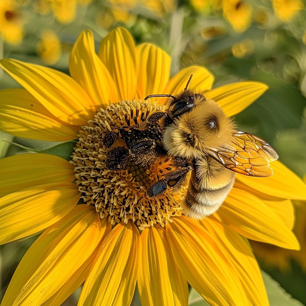 Free Bee on Sunflower Image - Bee, Sunflower, Pollen | Download at ...