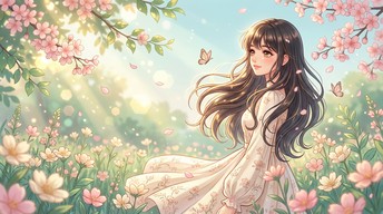 Old Anime Spring Roses Free Anime Spring Blossoms Image - Anime, Illustration, Woman ...