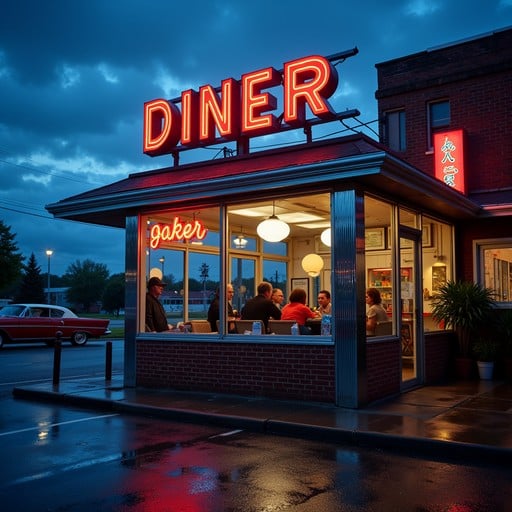 Free Stormy Desert Diner Image - Diner, Storm, Neon | Download at