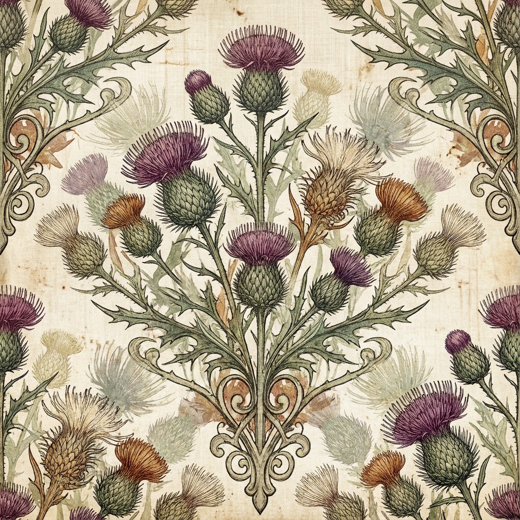 Stihl Patterns Free Vintage Thistle Pattern Image - Thistle, Vintage, Botanical ...