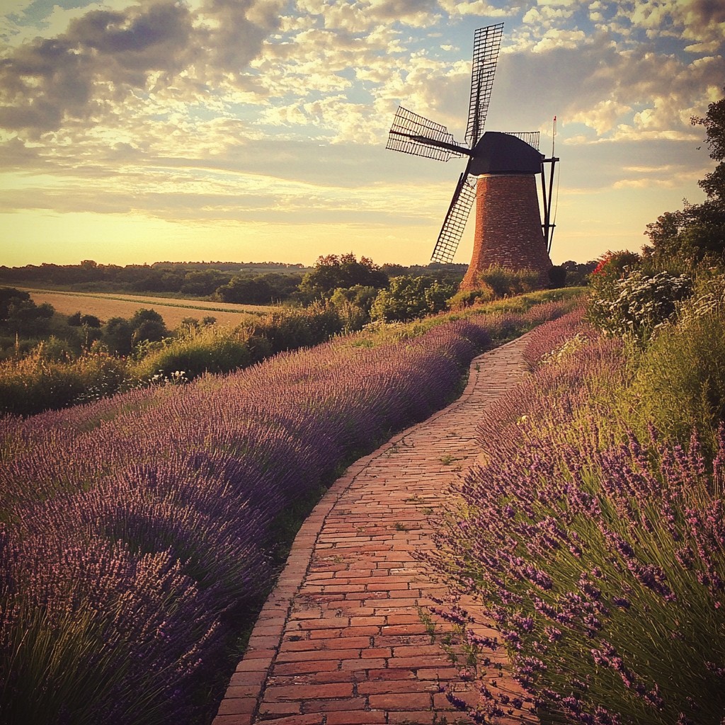 Free Windmill Lavender Sunset Image - Windmill, Lavender, Sunset ...