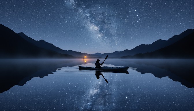 Kayaking At Night Free Starry Night Kayaking Image - Starry, Night, Kayaking | Download ...