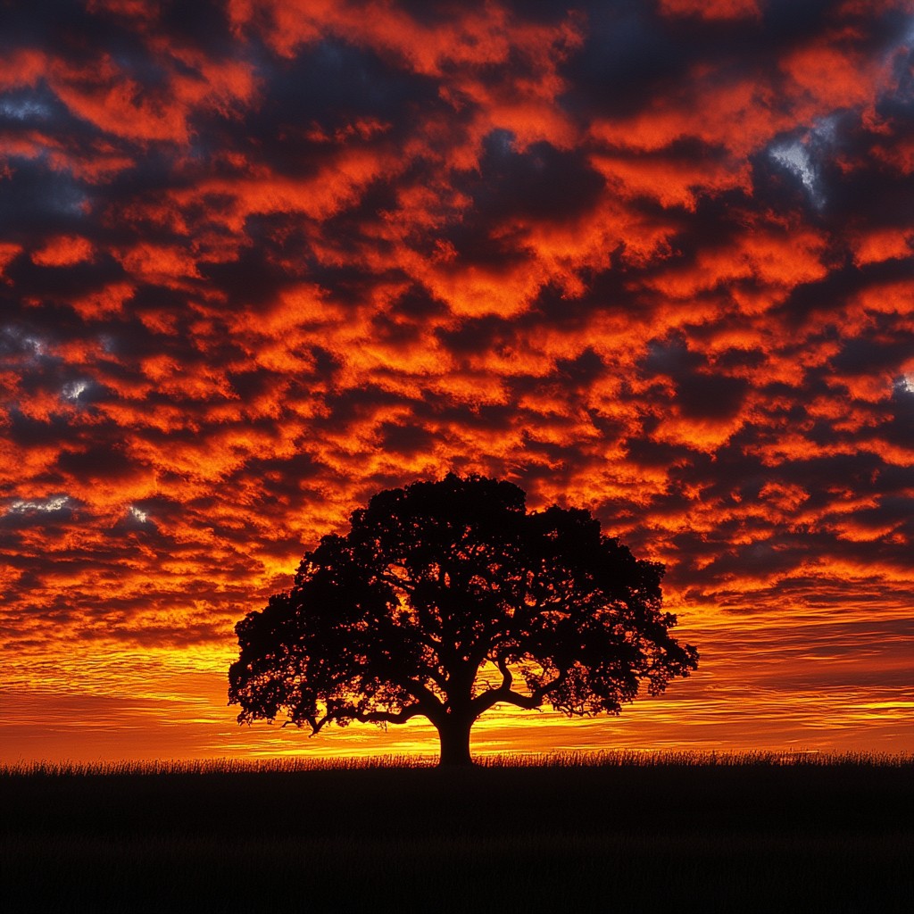 Free Fiery Sky Silhouette Image - Sunset, Tree, Silhouette | Download ...