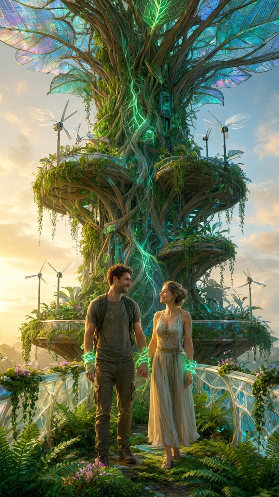 Solar Punk Map Download Solarpunk Couple Sunrise Image - Solarpunk, Couple, Man ...