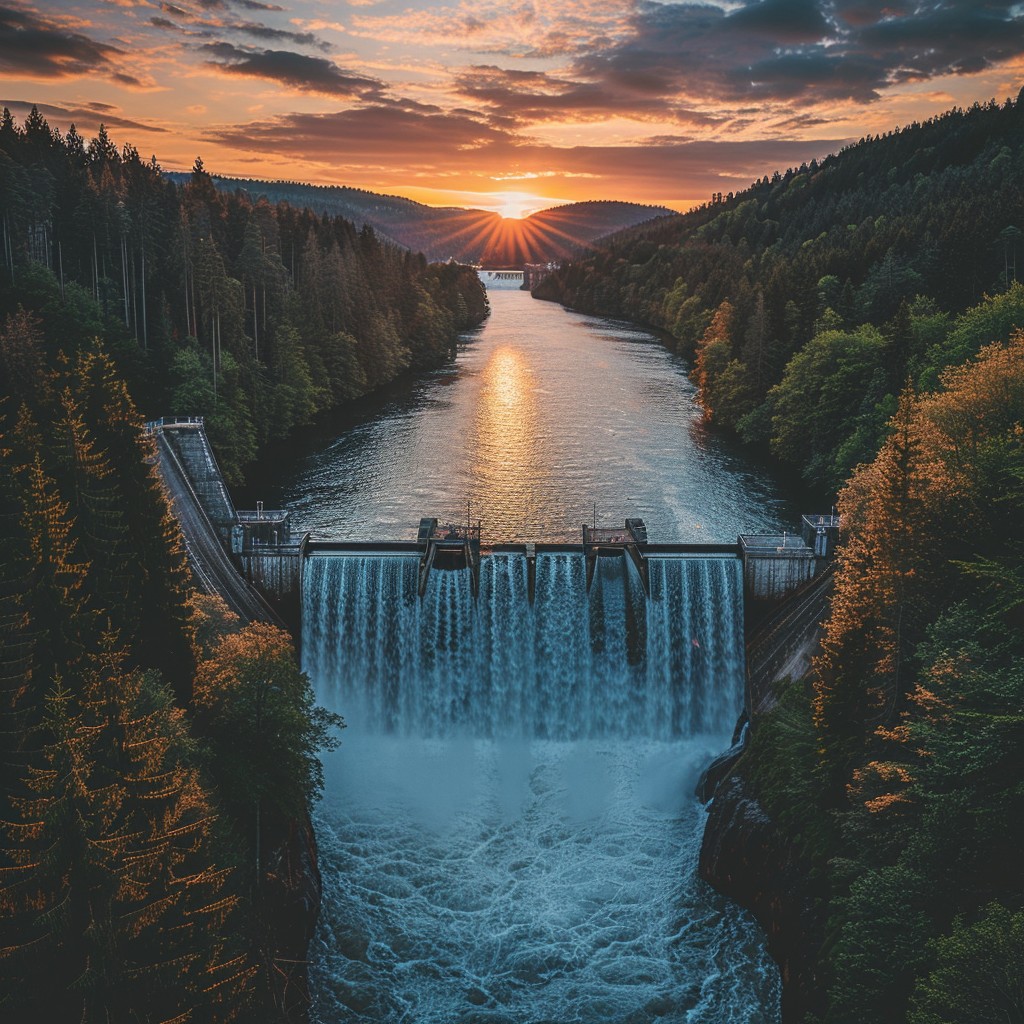 Free Sunset Over Dam Image - Sunset, Dam, Autumn | Download at StockCake