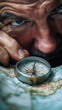 Free Man holding compass Image - Man, Compass, Map | Download at StockCake