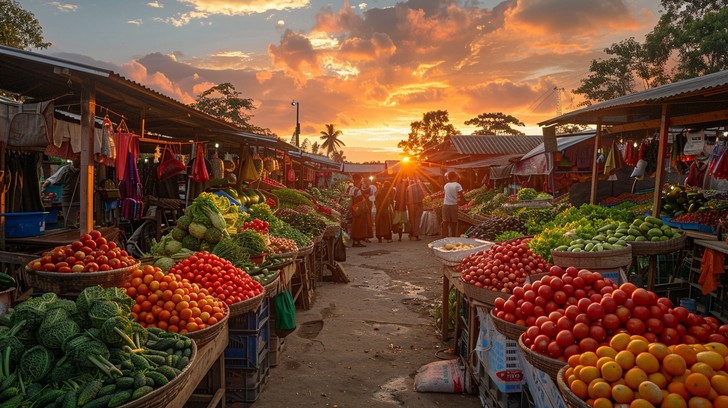 Market Setting Images Free Sunset Market Scene Image - Sunset, Market, Produce | Download at ...