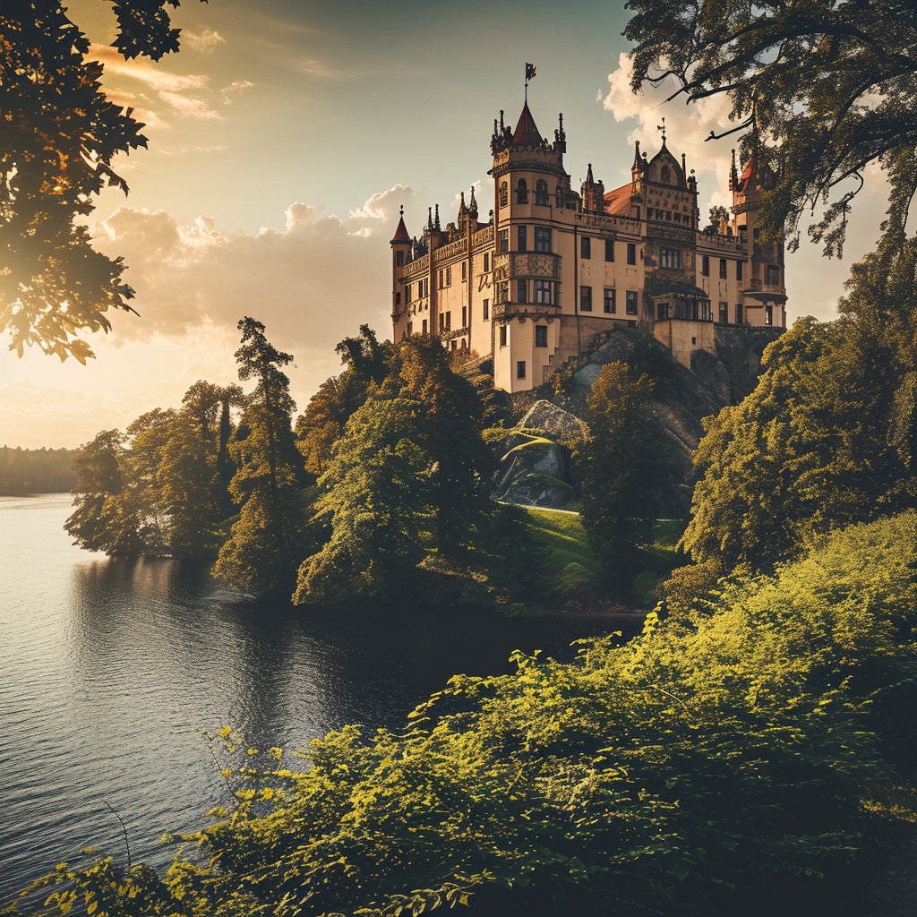 Free Enchanting Castle Sunset Image - Castle, Sunset, Lake | Download ...