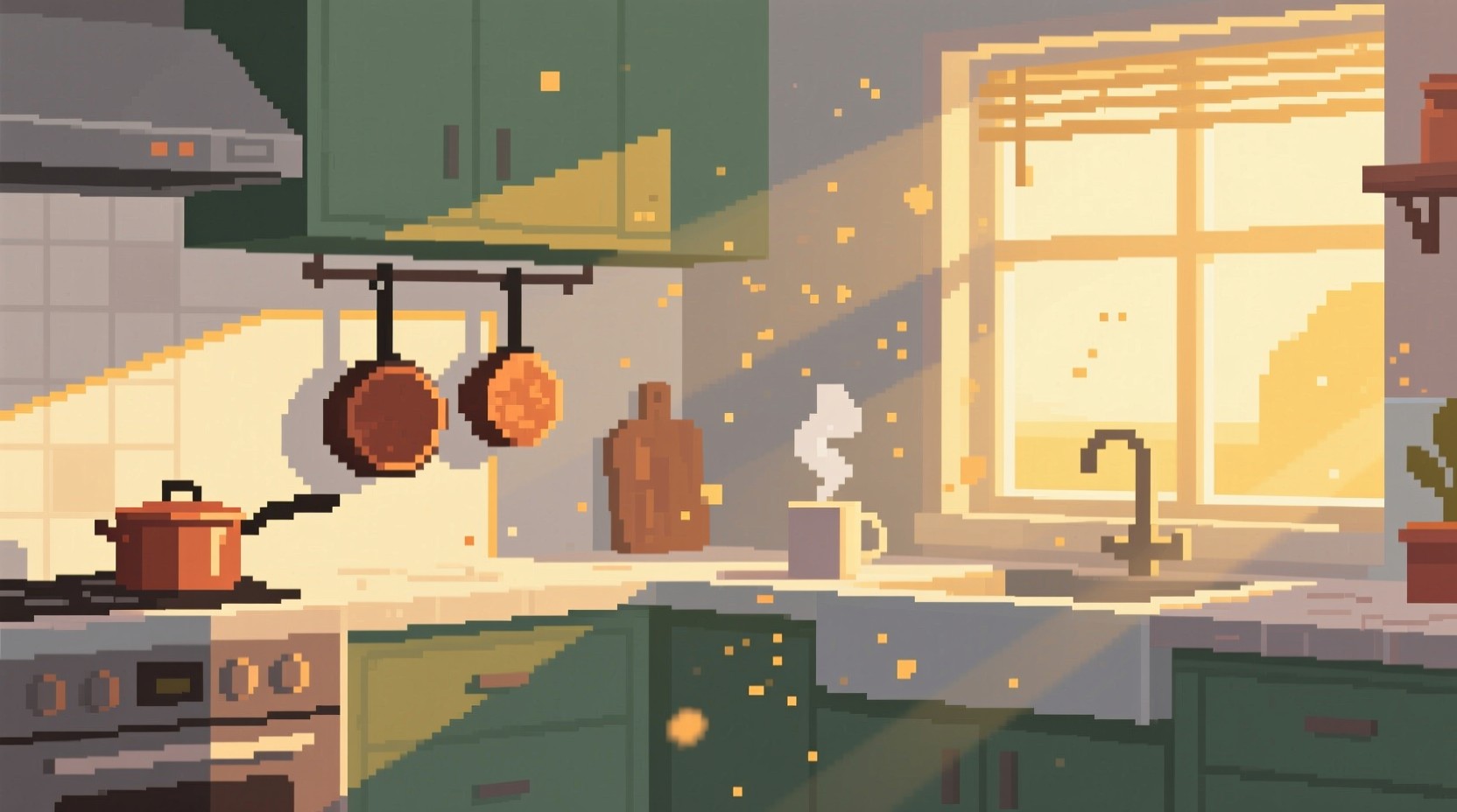 Free Golden Kitchen Warmth Photo - Pixel, Art, Kitchen | Download at ...
