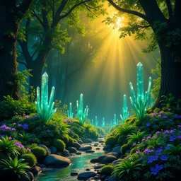 Free Enchanted Forest Stream Image - Forest, Stream, Sunbeams ...