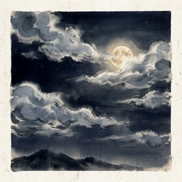 月明かりの雲の夢の画像をダウンロード - 絵画, 伝統的, 日本の