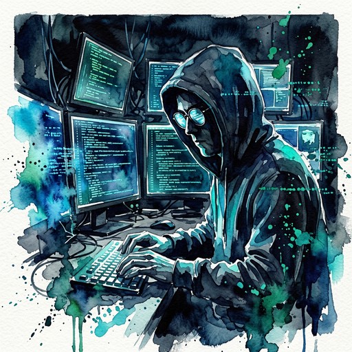 Free Hooded Hacker Portrait Image - Hacker, Watercolor, Illustration ...