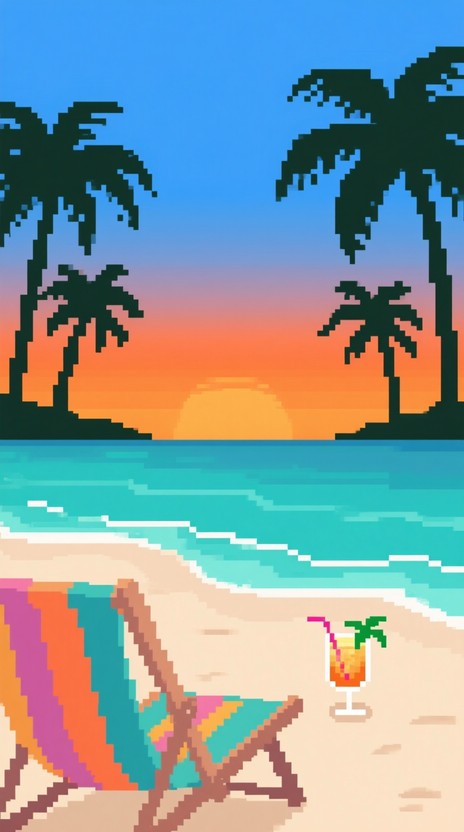Free Pixel Beach Sunset Image - Pixelart, Sunset, Beach | Download at ...