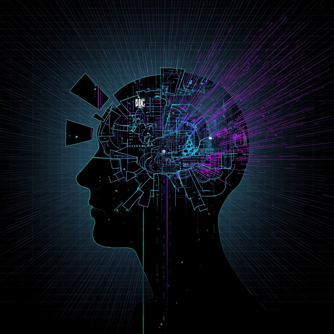 Computer Fragmented Heads Free Digital Mind Fragments Image - Cyberpunk, Brain, Digital ...