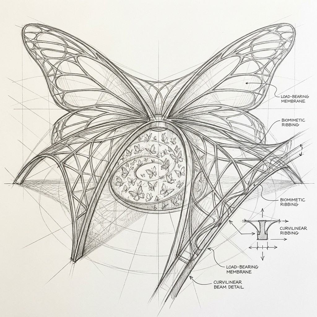 Buterfly Layout Free Butterfly Pavilion Blueprint Image - Architecture, Butterfly ...