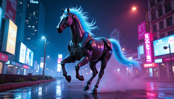 Free Glowing Robot Horse Image - Cybernetic, Horse, Neon | Download at ...