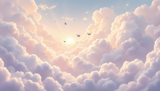 Free Heavenly Cloud Dance Image - Clouds, Sunbeams, Birds | Download at ...