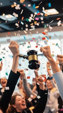 People Using Gavel Free Celebratory gavel raised Image - Celebration, Gavel, Confetti ...