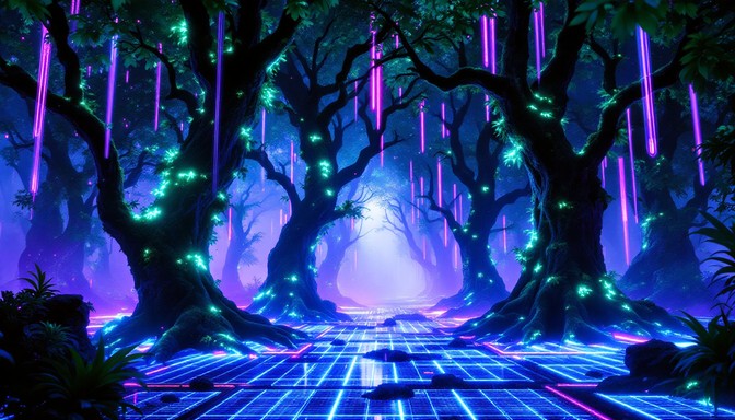 Free Neon Forest Dreams Image - Cyberpunk, Neon, Forest | Download at ...