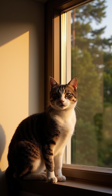 Free Windowsill cat watching Image | Download at StockCake