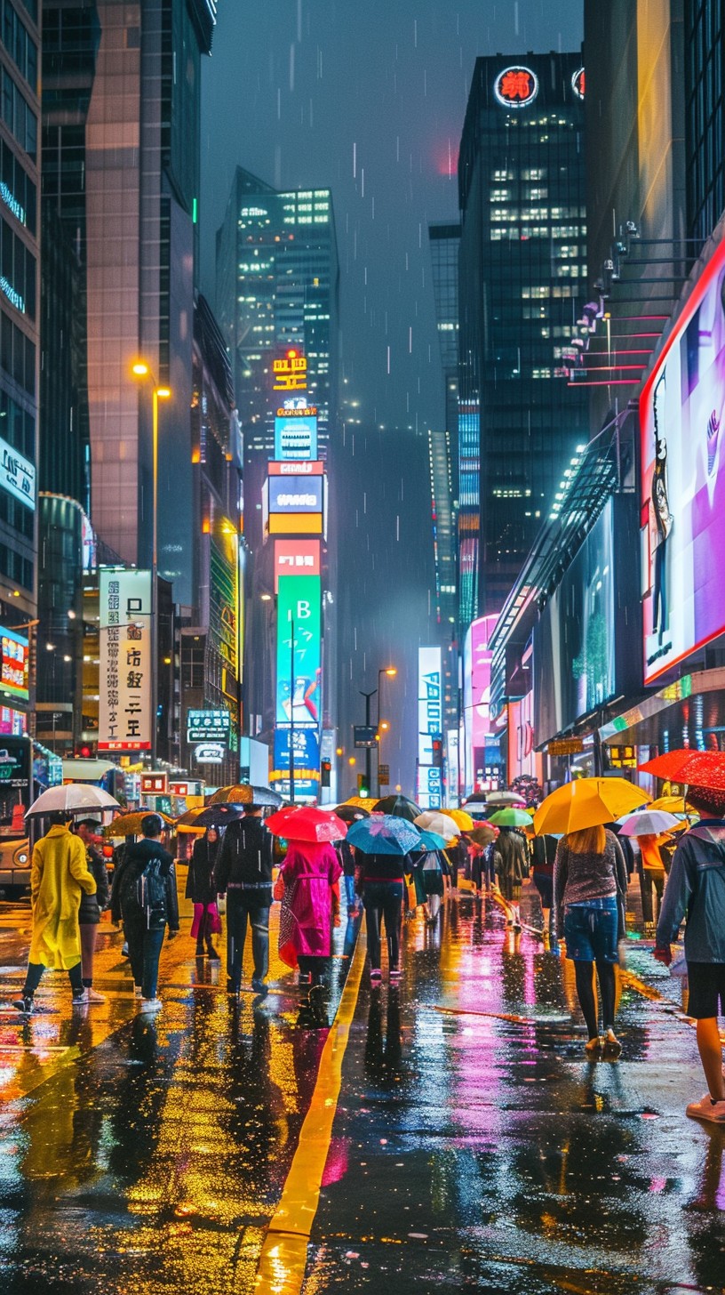 Free Rainy City Night Photo - City, Rain, Umbrellas | Download at StockCake