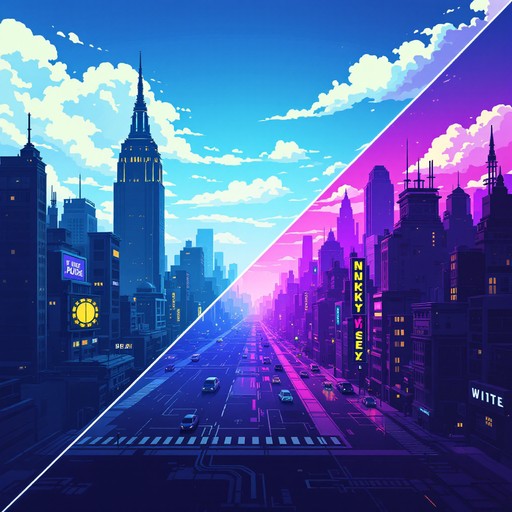 Pixel Nightscape Free Day Meets Night Image - Cyberpunk, Pixel, Cityscape | Download at ...