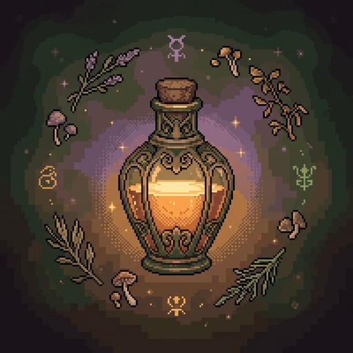 Free Glowing Amber Elixir Image - Potion, Bottle, Pixel | Download at ...