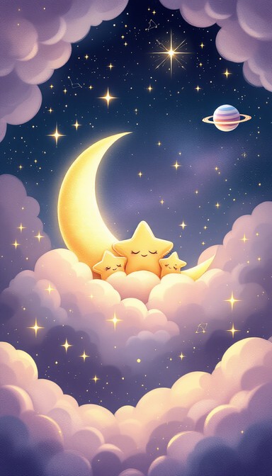 Free Dreamy Night Sky Image - Clouds, Moon, Stars | Download at StockCake